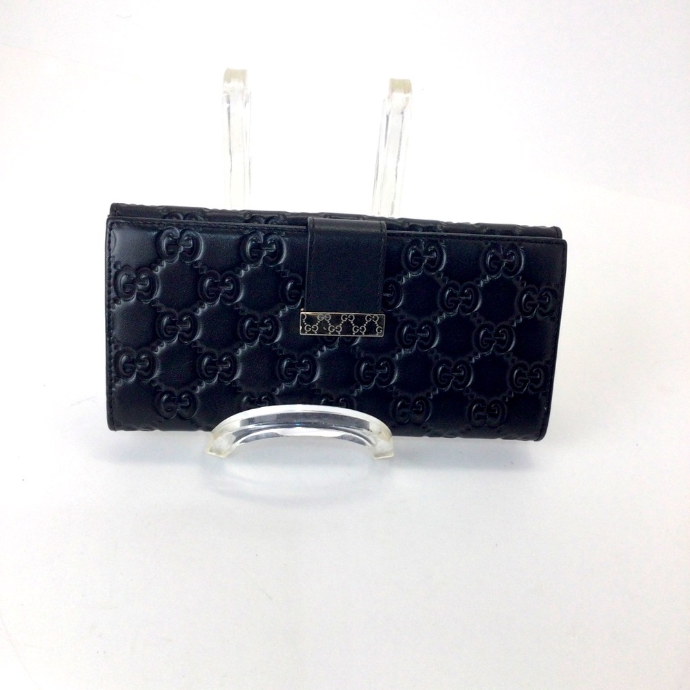 Gucci Guccissima Black Embossed Leather Continental Wallet GG logo